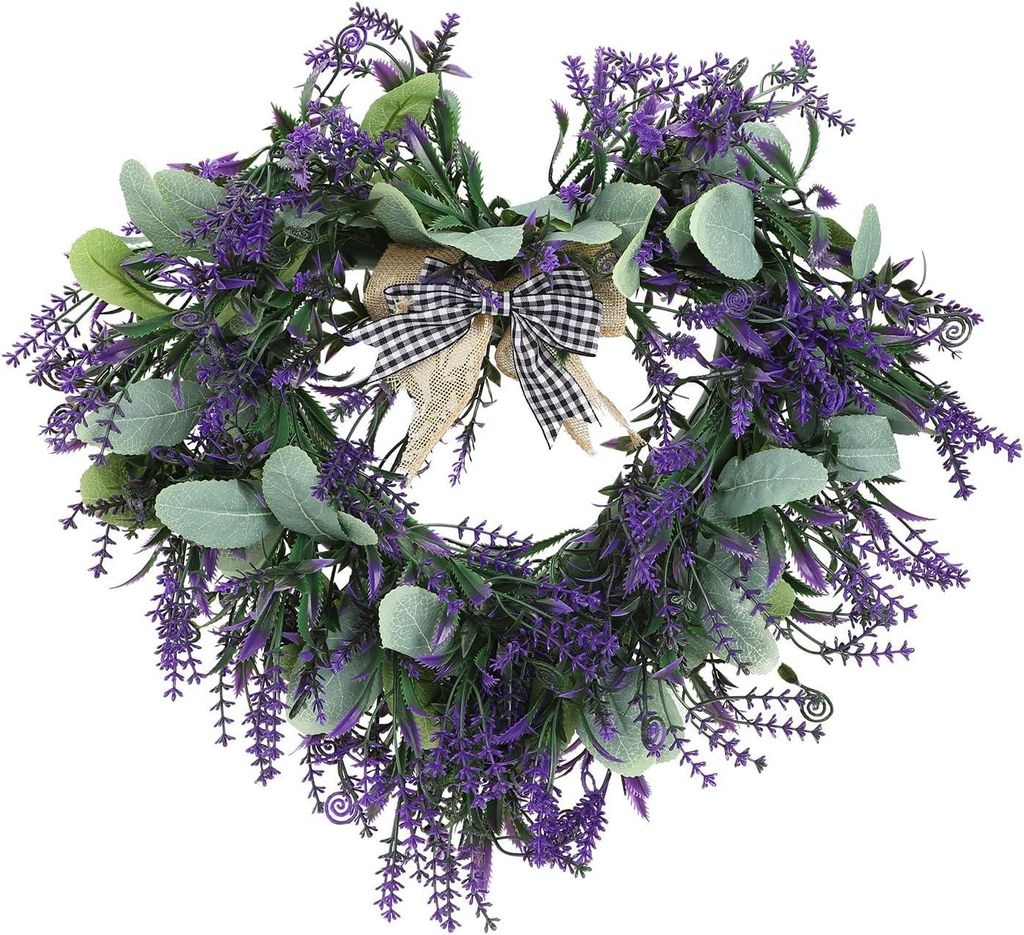 Handgebundener Lavendelkranz – Herzform, Frühling, Wand/Fenster/Hochzeit
