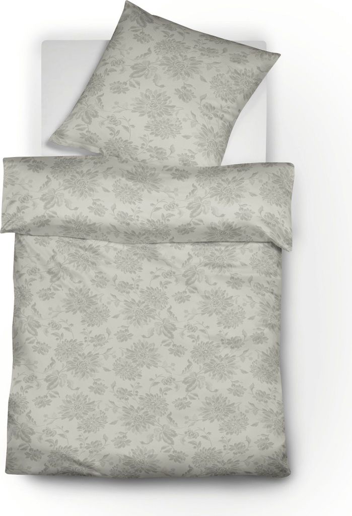 Fleuresse Lech Edelflanell Bettwäsche 200x220 Blumen silber 604109-10