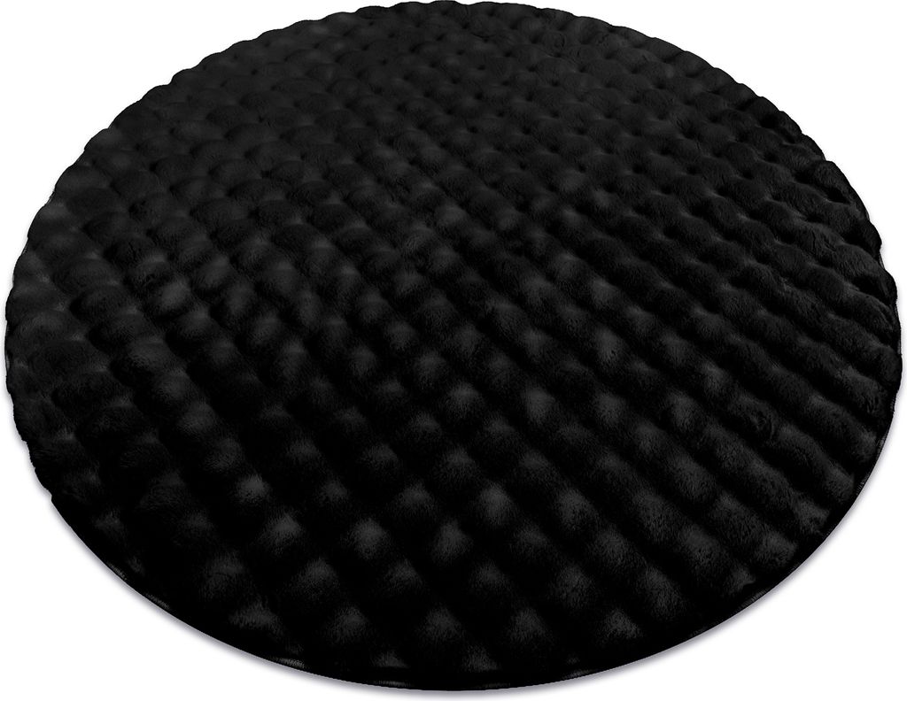Teppich BUBBLE Kreis schwarz 25 IMITATION VON KANINCHENFELL 3D - strukturell Schwarz rund 120 cm