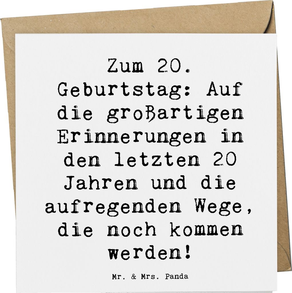 Mr. & Mrs. Panda Grußkarte Spruch 20. Geburtstag - Weiß - Produktbild 