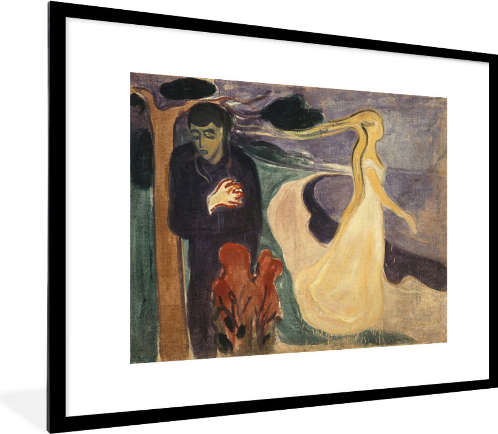 MuchoWow MuchoWow Gerahmtes Poster Trennung - Edvard Munch 80x60 cm - Poster mit zchwarzem Bilderrahmen - Schlafzimmer-Dekorationen - Fotoposter