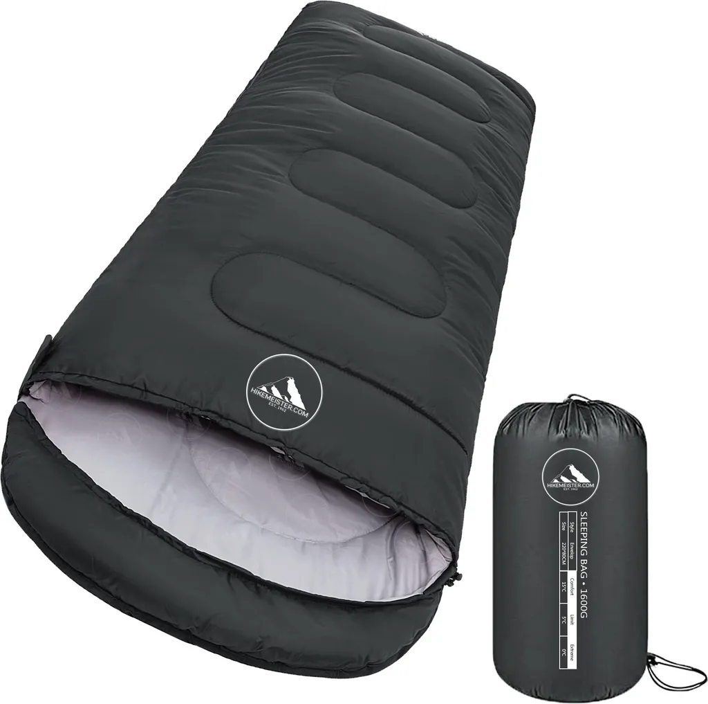 Sac de Couchage Chaud HikeMeister 1600g : Fini le Froid Durant le Camping