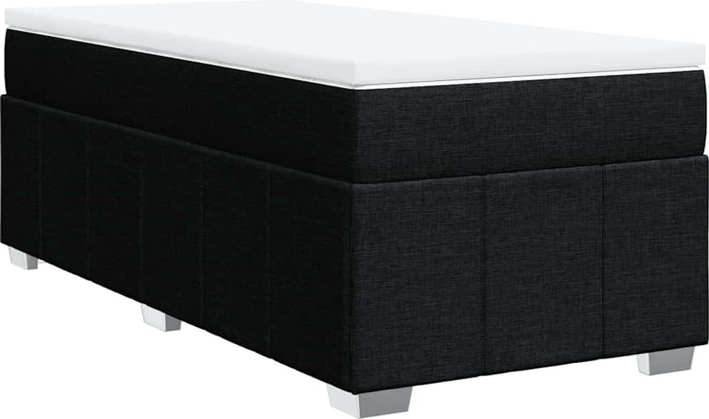 vidaXL Boxspringbett mit Matratze Schwarz 100x200 cm Stoff