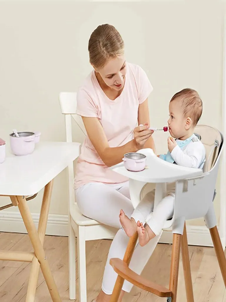 Chaise haute pour manger à table avec bébé - Modèle bois transformable blanc - 7