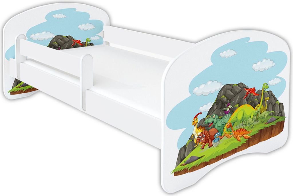 Dinosaurier, Kinderbett Babybett mit Matratze 70x140, 80x160, 80x180cm, Bettgröße:180 x 80 cm, Mit Schublade:Ohne Schublade, Muster :05