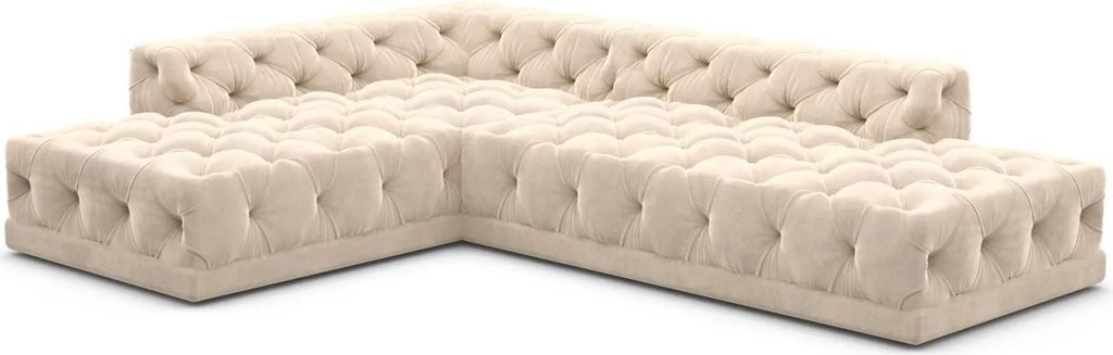 Samtstoff L-Form Lounge Sofa Meliva Creme Links