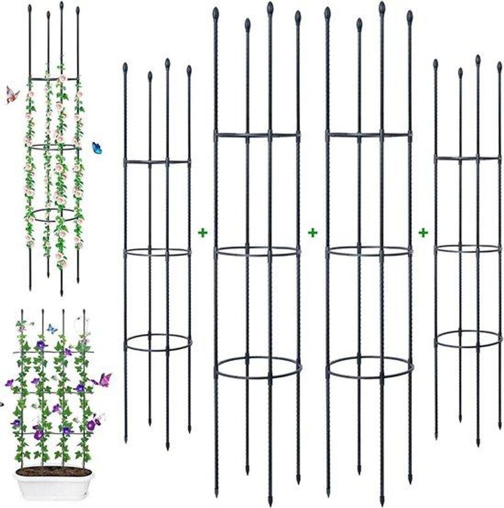Gartenzwerg mit Metallkern - 4 Stücke, 160 cm lang mit 60 x Pflanzenspangen