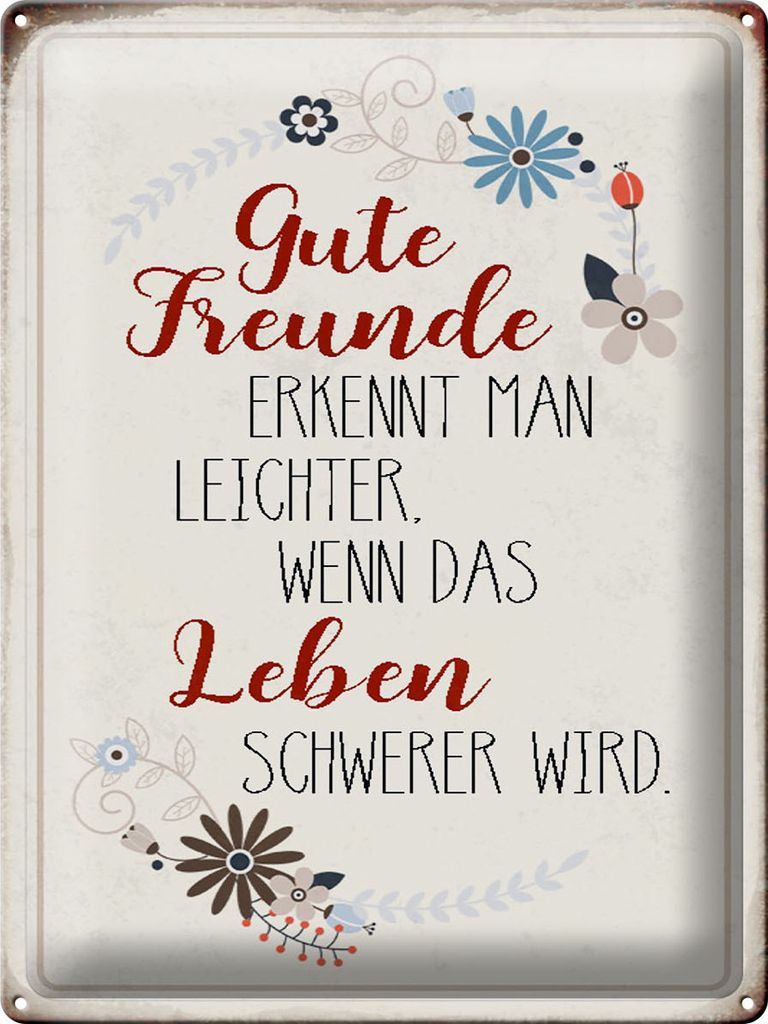 Blechschild gute Freunde erkennt, 40x30 cm, Blechschilder Produktbild 