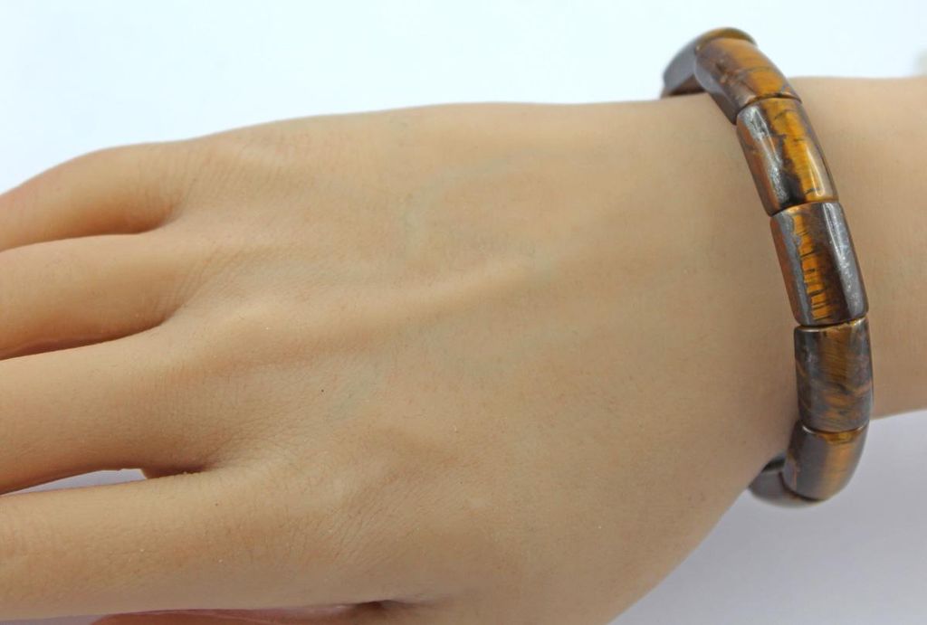 Tigerauge Armband braun goldene Natur Edelsteine flexibel 18