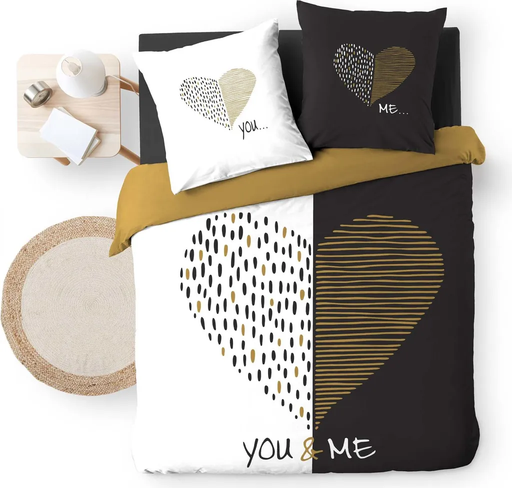 Housse de couette You and Me : Parure de lit complète avec 2 taies