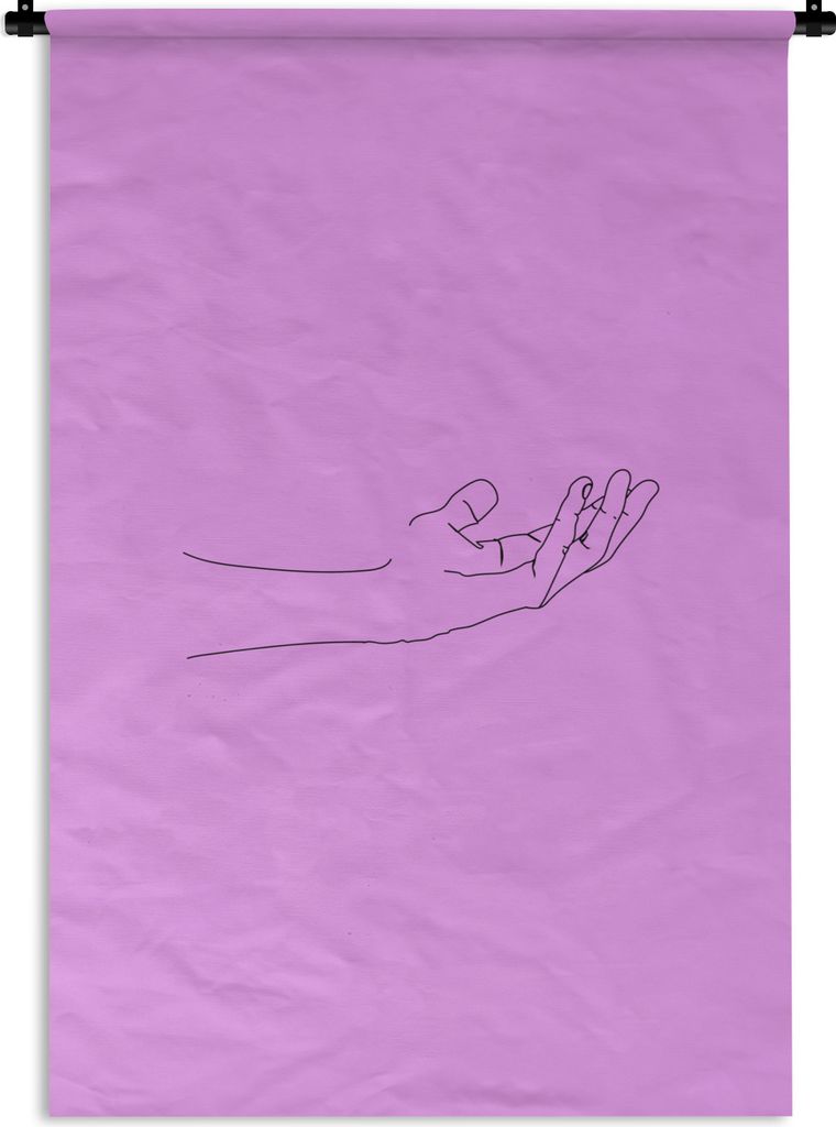 MuchoWow Wandteppich Wandbehang Strichzeichnung - Hand - Körper 90x135 cm Tapisserie Dekoration Wandtuch - Baumwolle - Wandskulptur