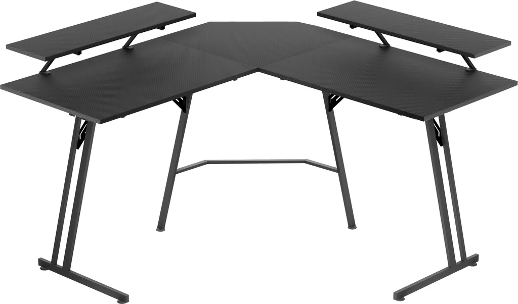 UISEBRT Table de Jeu en L 120cm Bureau Gamer Noir avec Support Écran