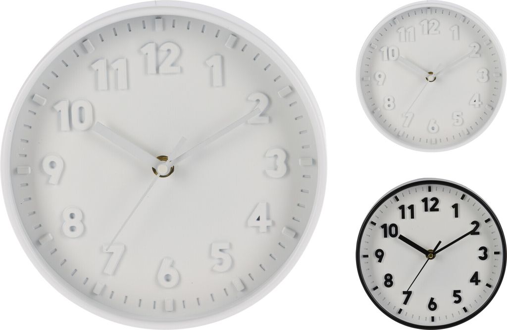 Dekorative runde 20cm Wanduhr, 3D-Ziffern, minimalistisch, batterie, für Küche/Büro