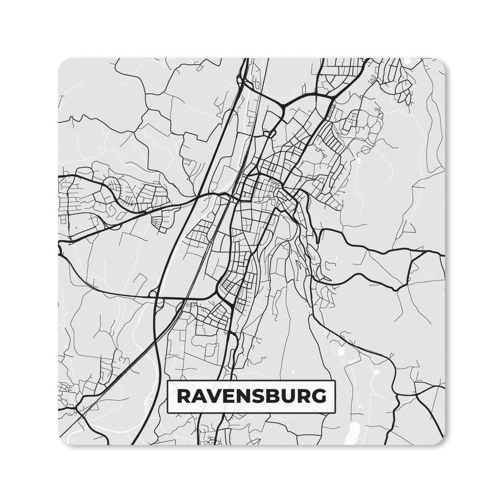 MuchoWow Mauspad Mousepad Deutschland - Stadtplan - Ravensburg - Karte 20x20 cm - Mousepads - Maus Mat - Pad - Mausunterlage - Desk Mat - Bureaua...
