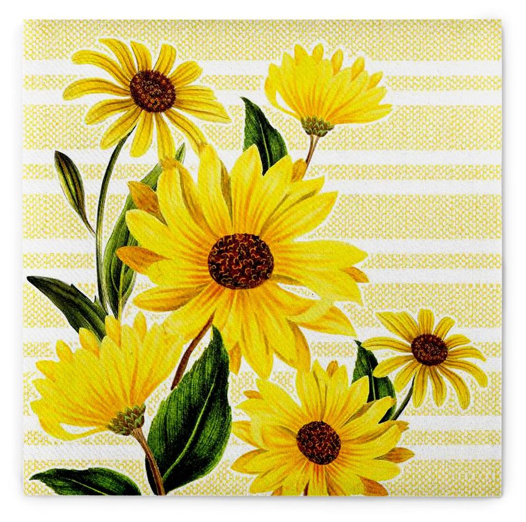 MANK Serviette Marlene aus Linclass Airlaid, 40 x 40 cm, 50 Stück - Sonnenblumen Floral