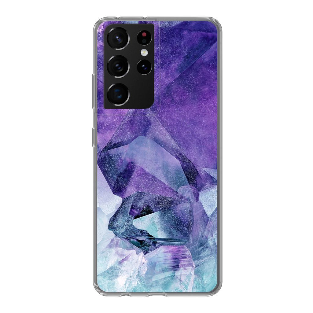 MuchoWow Handyhülle Schutzhülle Hülle für Samsung Galaxy S21 Ultra Mineralien - Naturstein - Kristalle Silikon Softcase Handy Hülle - Mobilt...