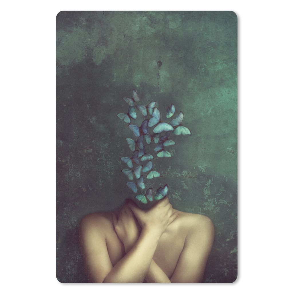 MuchoWow Mauspad Mousepad Schmetterling - Stilleben - Blau 40x60 cm - Mousepads - Maus Mat - Pad - Mausunterlage - Schreibtisch Accesoire