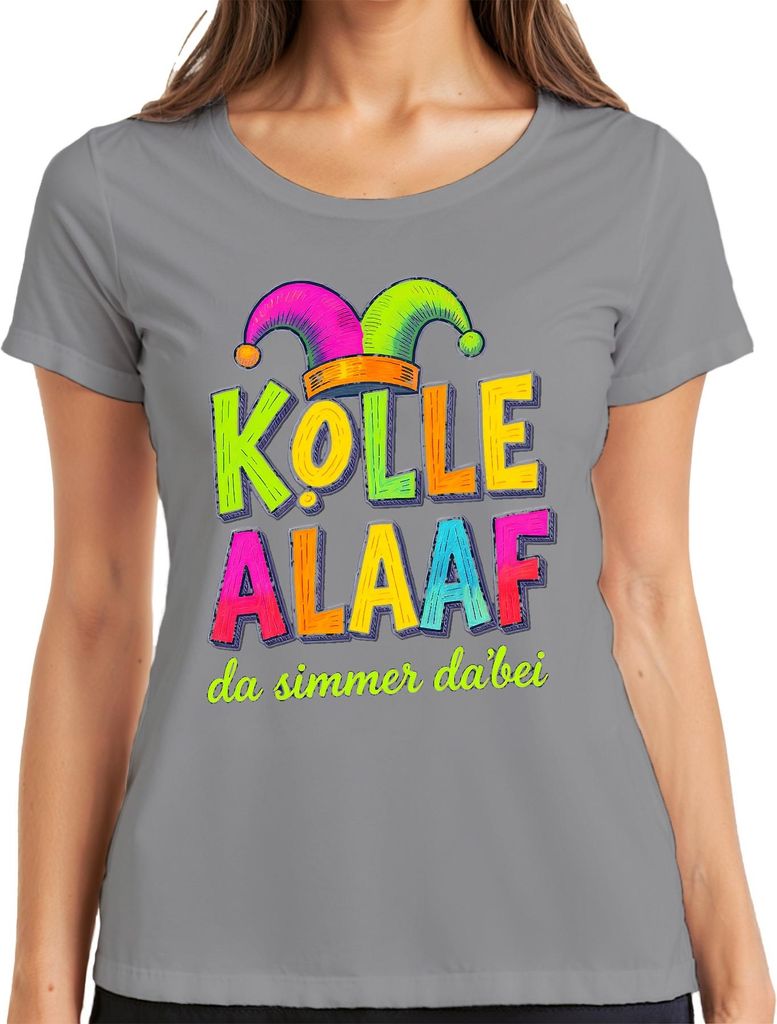 Kölle Alaaf da simmer dabei Köln Karneval Jeck Kostüm Party Damen T-Shirt, Grau, L