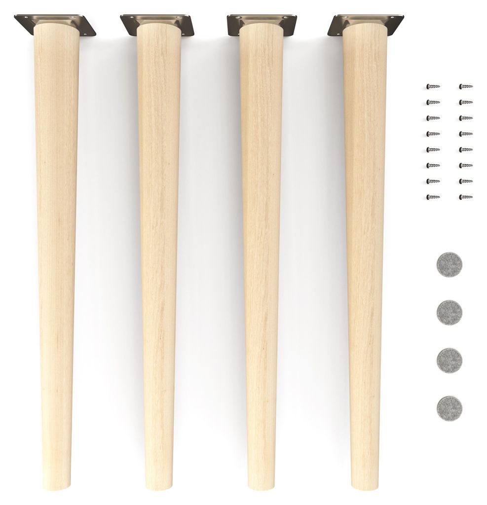 4x sossai Holzfüße rund - gerade Ausführung 45cm Buche Produktbild 