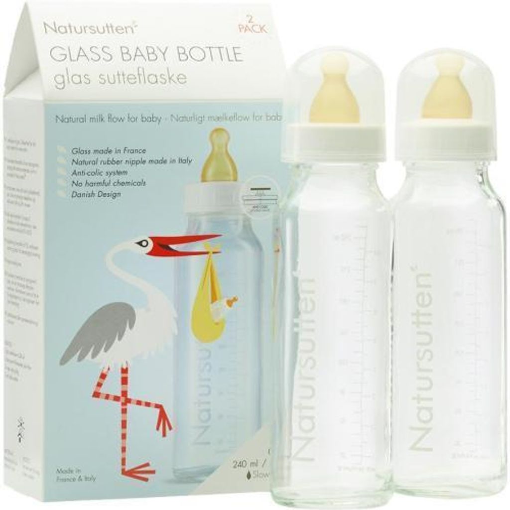 Babyflaschen 240 ml m Anti-Kolik-Ventil Natursutt. 2 St