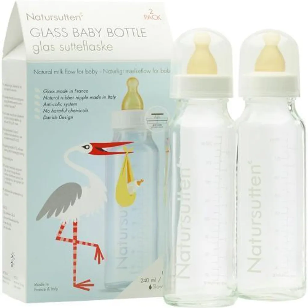 Lot de 2 Biberons Anti-Coliques 240 ml Natursutten en Verre de Qualité
