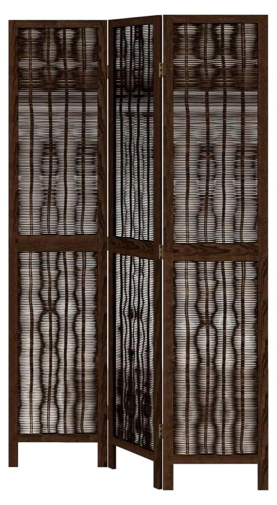 3-teiliges Raumteiler-Set, faltbarer Paravent für den Innenbereich, Trennwand in verbrannter Optik, Sichtschutz für Umkleide, dunkelbraun aus Pau...