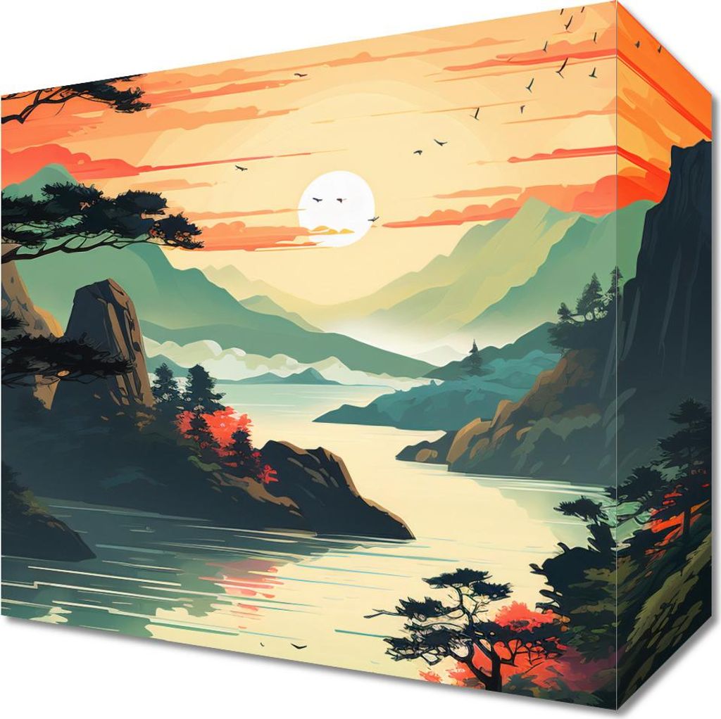 Bild 20x20cm Sonnenuntergang über einem ruhigen See