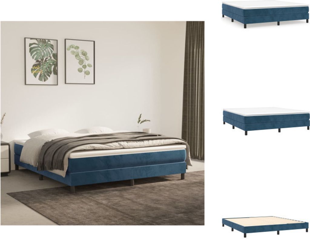 vidaXL Boxspringbett Dunkelblau 180x200 cm Samt - Betten & Bettgestelle