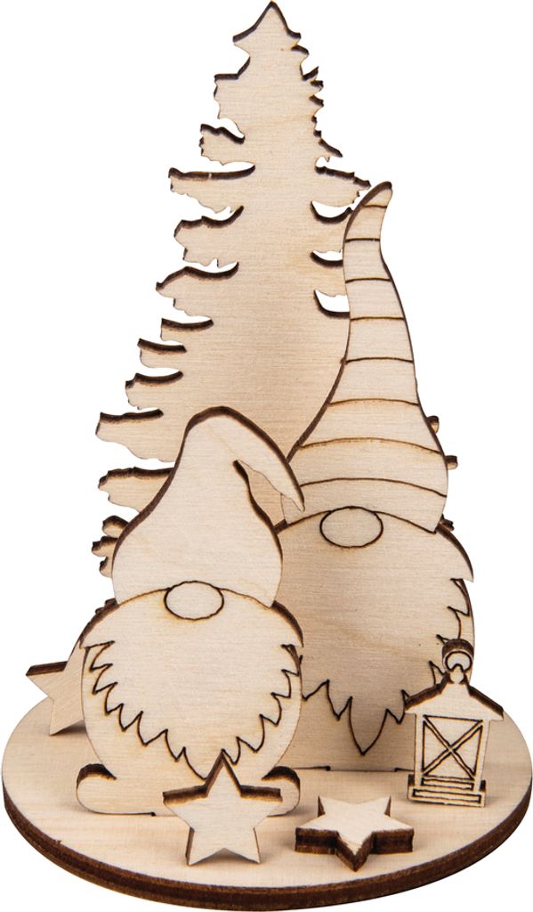Holz-Steckmotiv "Wichtel mit Tanne", 2 Stück à 8 Teile Produktbild 