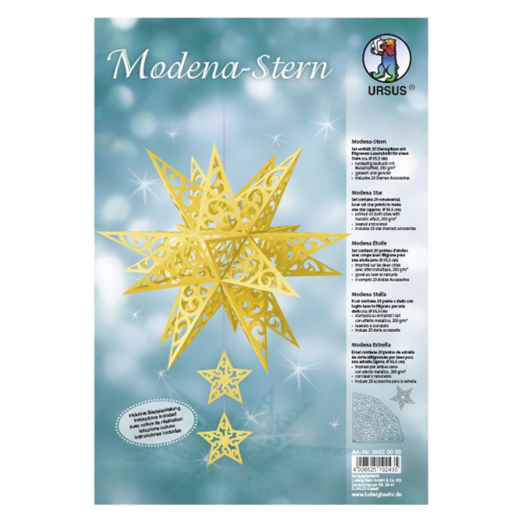 Bastelset Modena-Stern Grace 200g/qm A4 gold