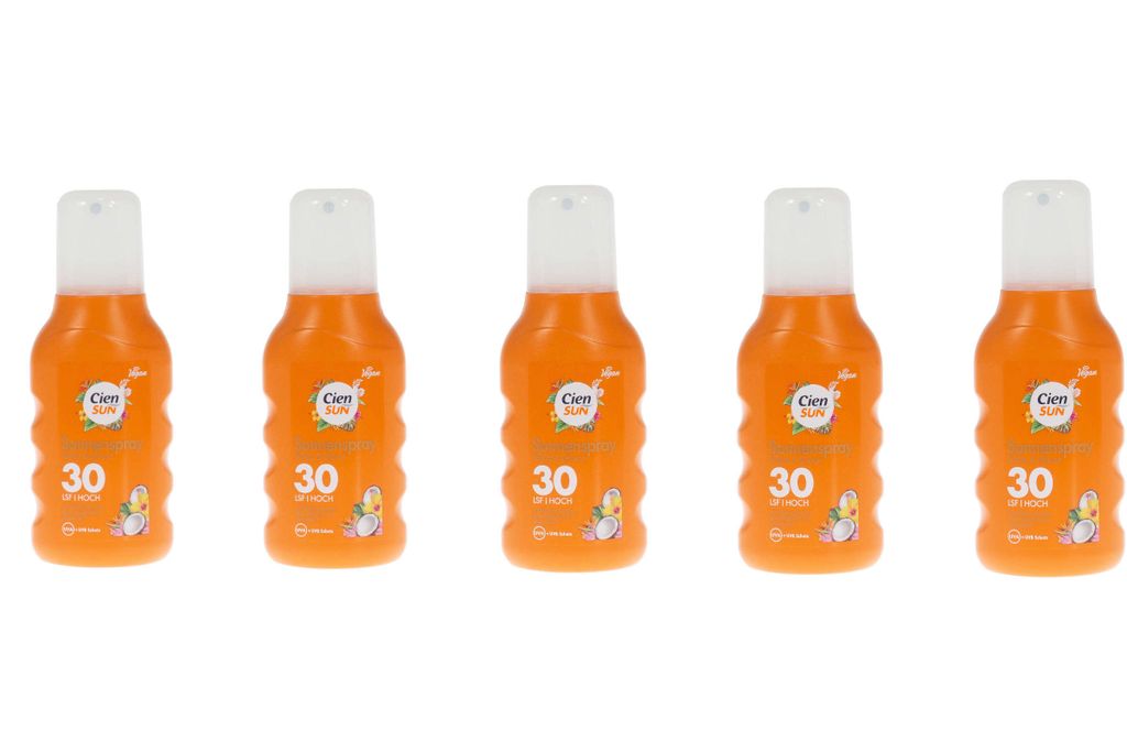 Cien Sun Sonnenspray LSF 30 200ml Vegan Wasserfest UVA UVB Schutz & Bräune 5 Stück