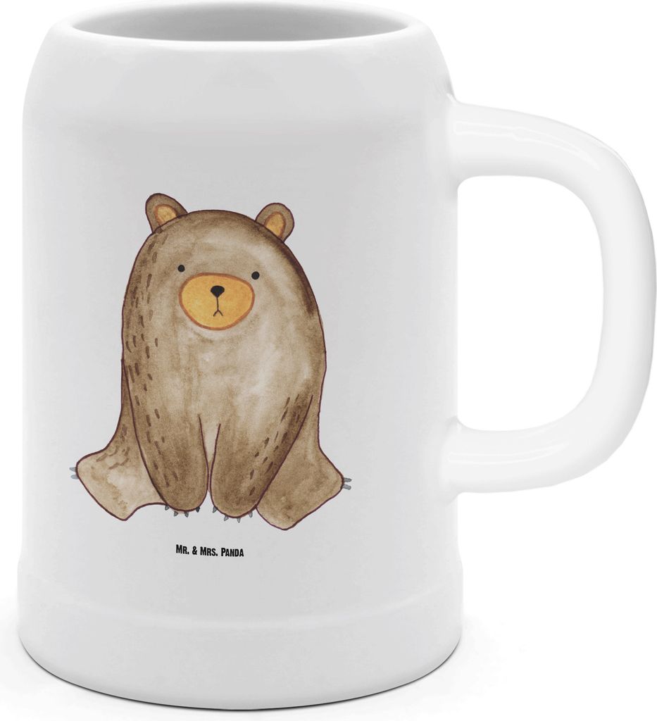 Mr. & Mrs. Panda Krug Bär sitzend - Weiß - Geschenk, Teddy, Bierhumpen, Seidel, Steinzeugkrug, Tonkrug, Humpen