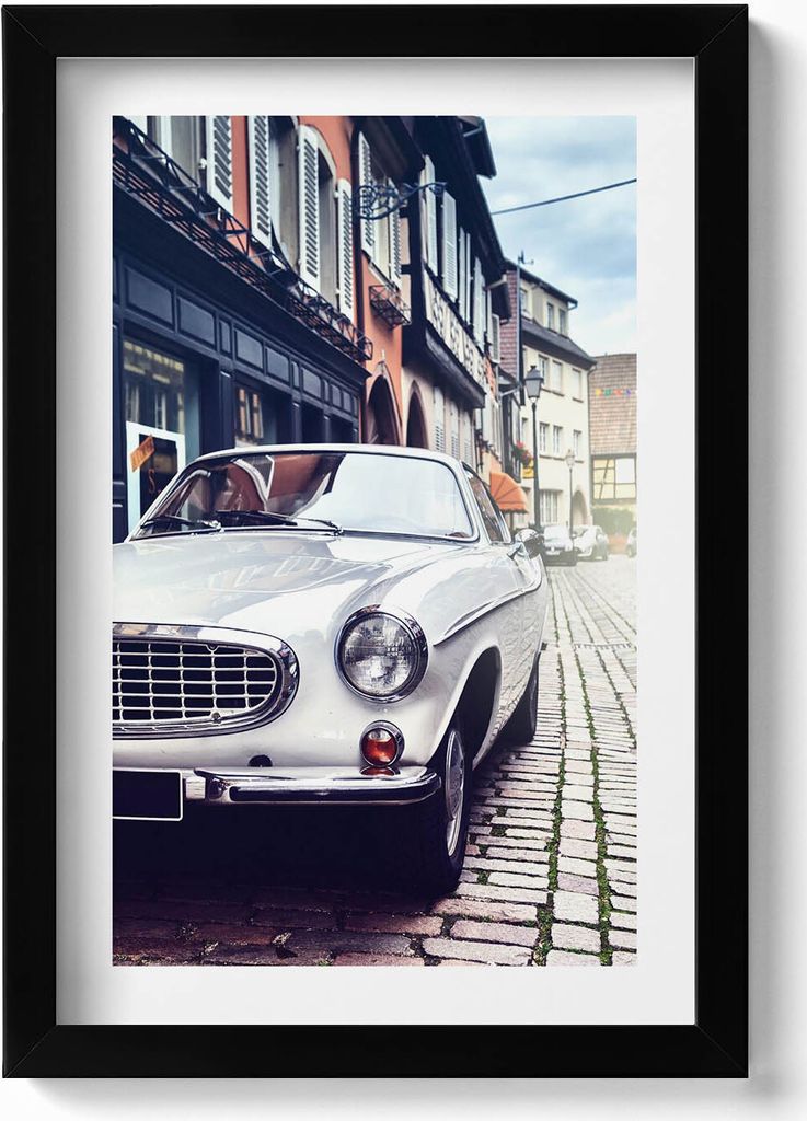 Retro-Auto– Wandbild mit Rahmen – Gerahmtes Bild – Wanddekoration – 20x30 cm – Schwarz