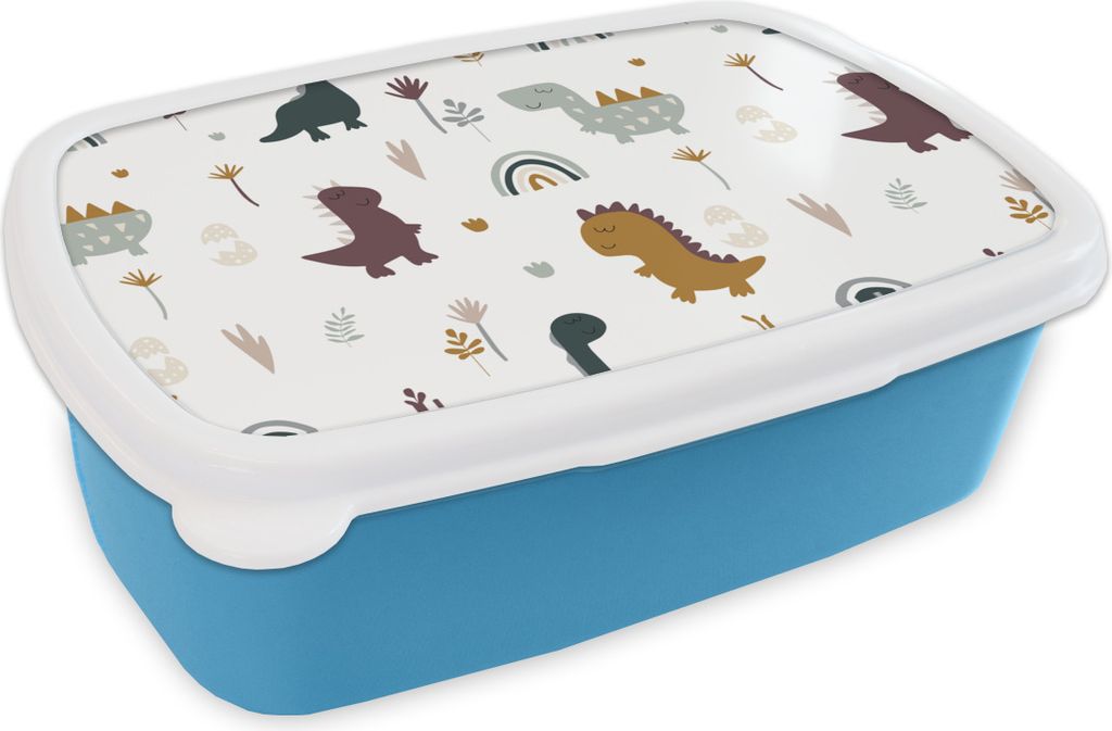 KitchenYeah Lunchbox Brotzeit Brotdose 17x11 cm Schnittmuster - Jungen - Dino Kinder Brotzeitdose - Lunch - Kunststoff - Brotbüchse - Sandwichb...