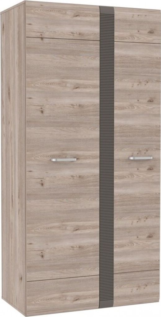 Furniture24 Kleiderschrank Locarno LCRS821, Schrank, Wohnzimmerschram, 2 Türiger Drehtürenschrank mit Kleiderstange, 5 Einlegeboden und Kleiderst...