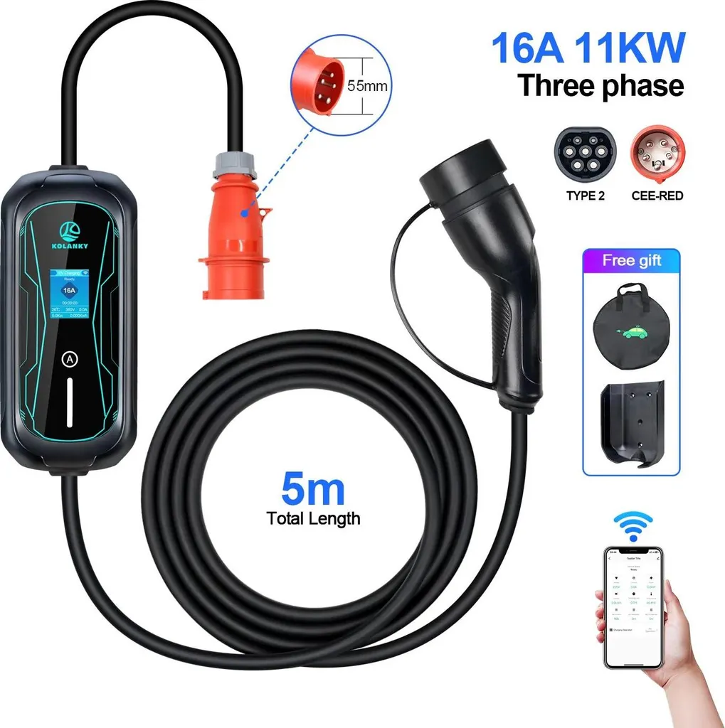 Chargeur EV Portable 11kW Type 2 avec Application Mobile et Wi-Fi - 2