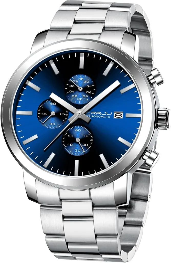 Orologio Uomo Cronografo Acciaio Inox Nero - Elegante Business Impermeabile