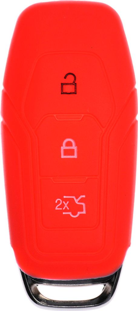 Auto Schlüssel Hülle Silikon Schutz Cover Rot kompatibel mit Ford Mustang Mondeo V Turnier Fiesta Focus Galaxy Kuga 3 Tasten KEYLESS SMARTKEY