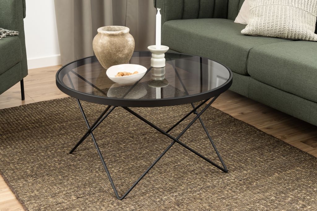 Couchtisch >Cuxton< in Grau, Glas, Stahl - 45x80cm (HxD)