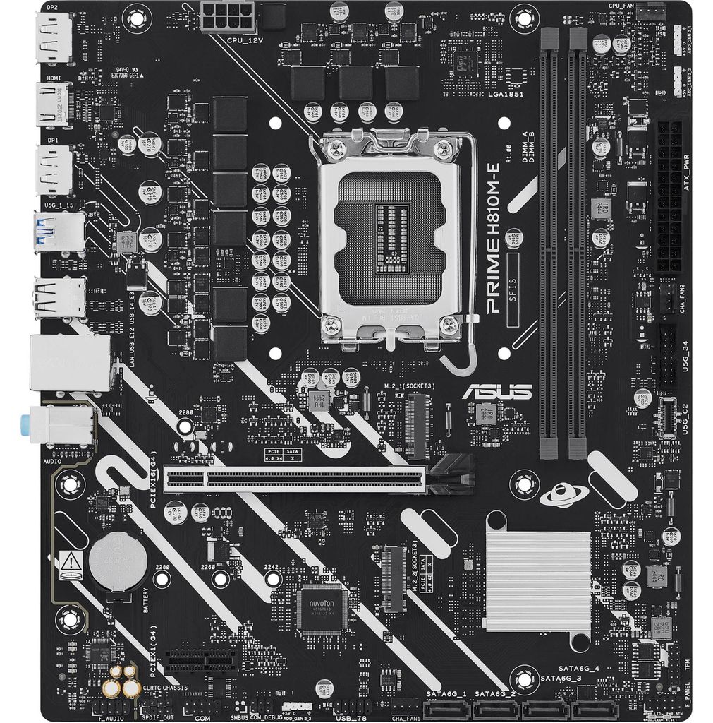 ASUS PRIME H810M-E-CSM, Intel, LGA 1851 (Socket V1), Intel Core Ultra (Series 2), LGA 1851, DDR5-SDRAM, 128 GB