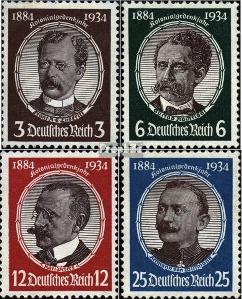 Briefmarken Deutsches Reich 1934 Mi 540-543 (kompl.Ausg.) postfrisch Kolonialfeier/Deutsche Kolonialforscher