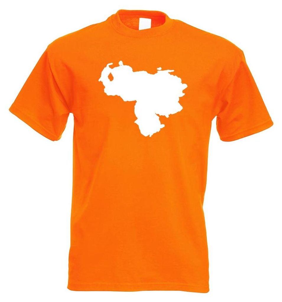 Kiwistar - T-Shirt - orange - Venezuela Umriss Kontur Herren Funshirt Bedruckt Design Sprüche Spruch Motive - mit Motiv Bedruckt - Funshirt Design...