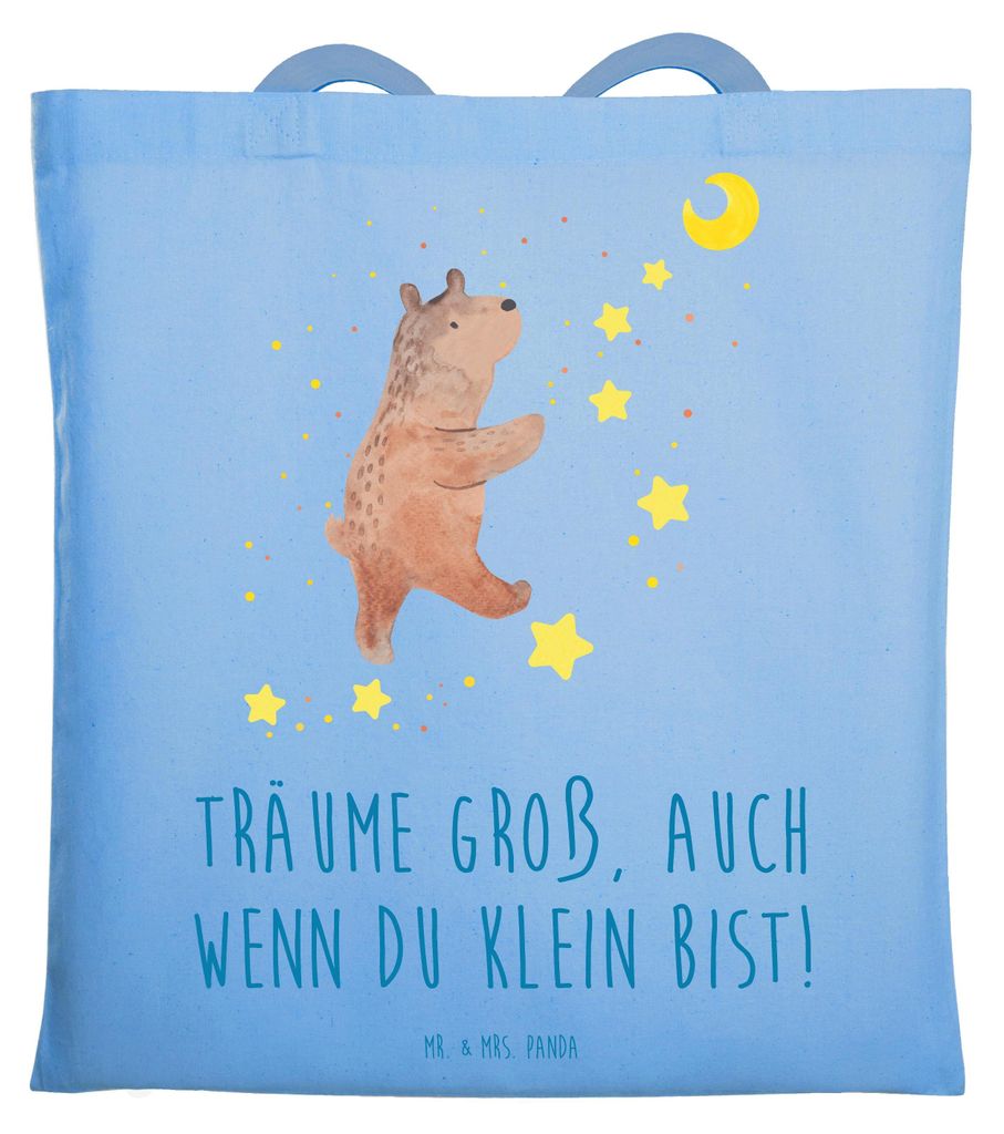 Mr. & Mrs. Panda Tote Bag Alleine schlafen lernen - Sky Blue - Geschenk, Unterstützung, Laptoptasche, Trost, Sterne greifen, bestes Selbst, Produk...