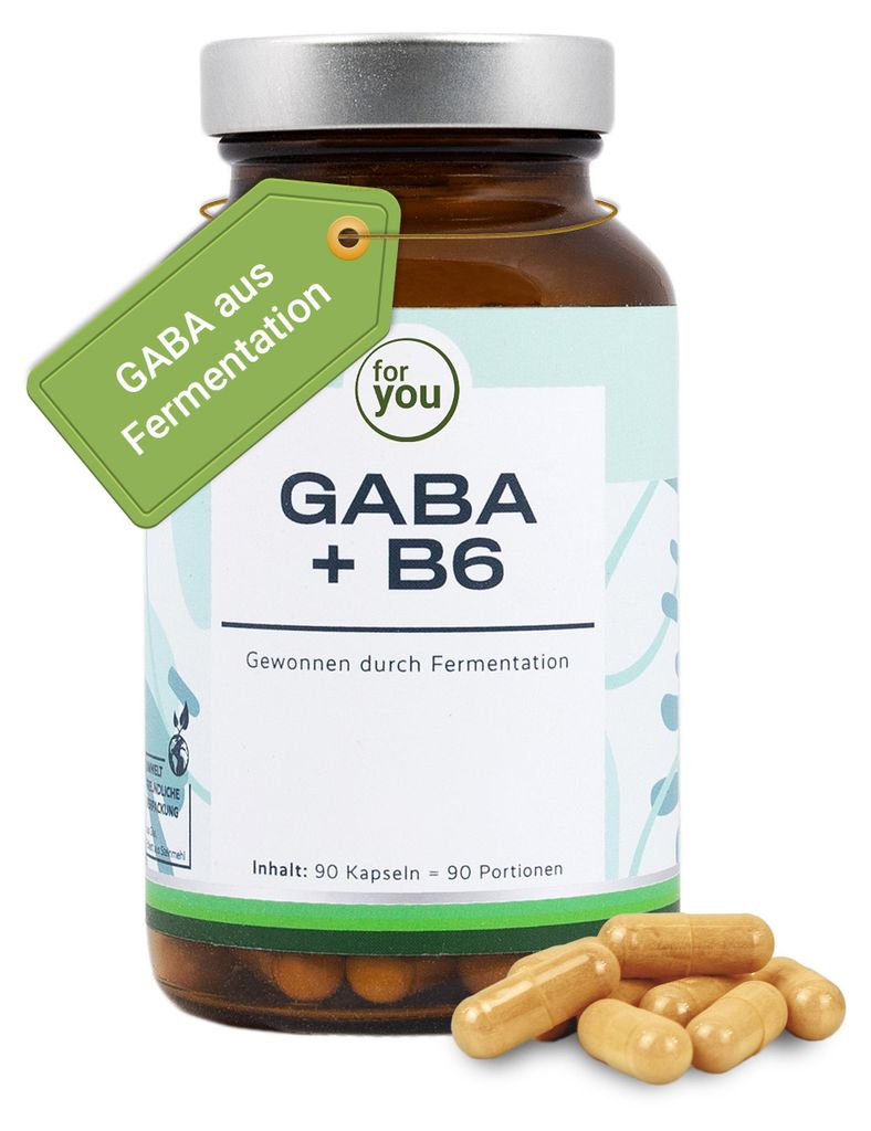 Nahrungsergänzungsmittel GABA + bioaktives Vitamin B6 für Nervensystem & psychische Funktion 90 Kapseln 63,3 g