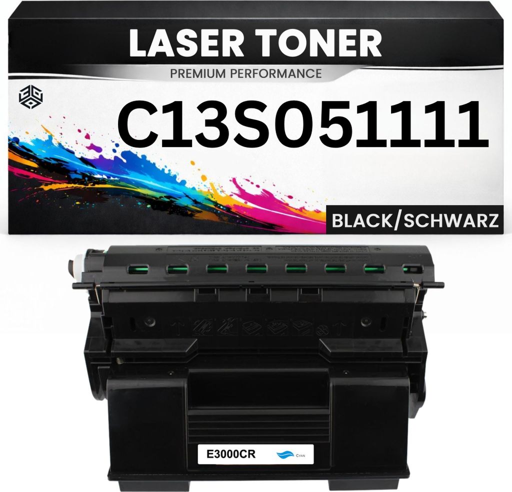 2 x Toner C13S051111 für Epson hochwertig Schwarz C13S051111 Alternative für Epson EPL-N3000