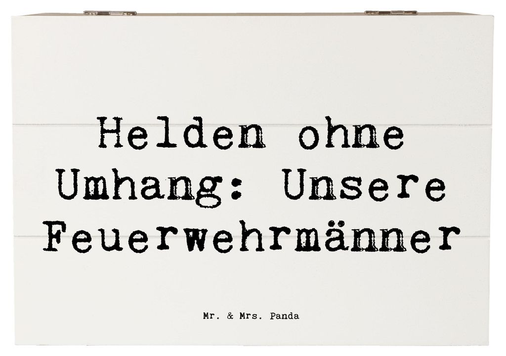 Mr. & Mrs. Panda Truhe Spruch Feuerwehrmann Helden 22 x 15 cm - Weiß - Geschenk, Feuerwehr, Geschenkbox, Danke sagen, unvergesslich, schmuckkiste,...
