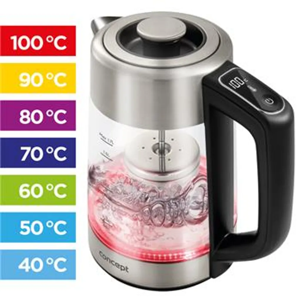 Bollitore elettrico con controllo della temperatura Concept RK4190 con filtro