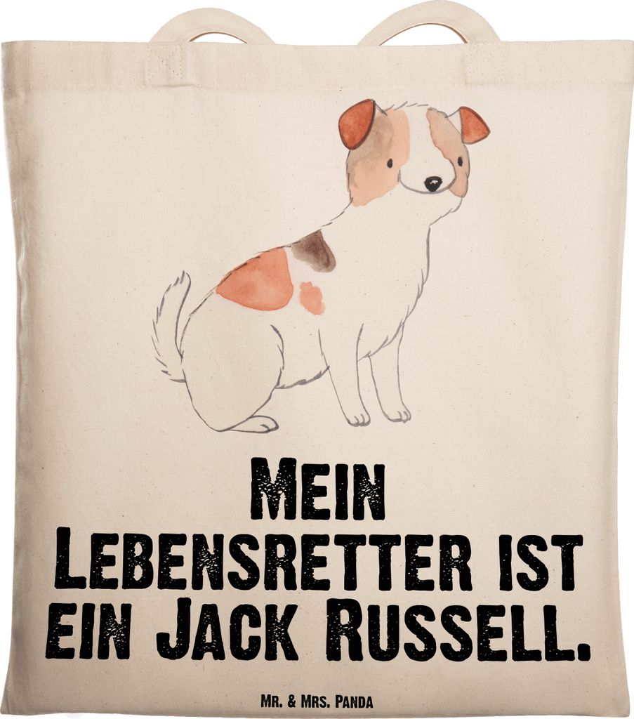 Mr. & Mrs. Panda Tote Bag Jack Russel Terrier Lebensretter - Transparent - Geschenk, Shopping Tasche, Jutetasche, Jutebeutel, dokumententasche