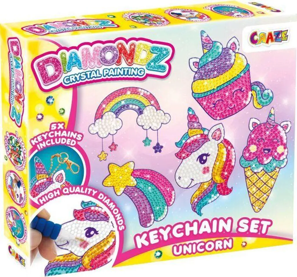 Diamond Painting Unicorn Keychains Set - DIY Sparkly Accessories