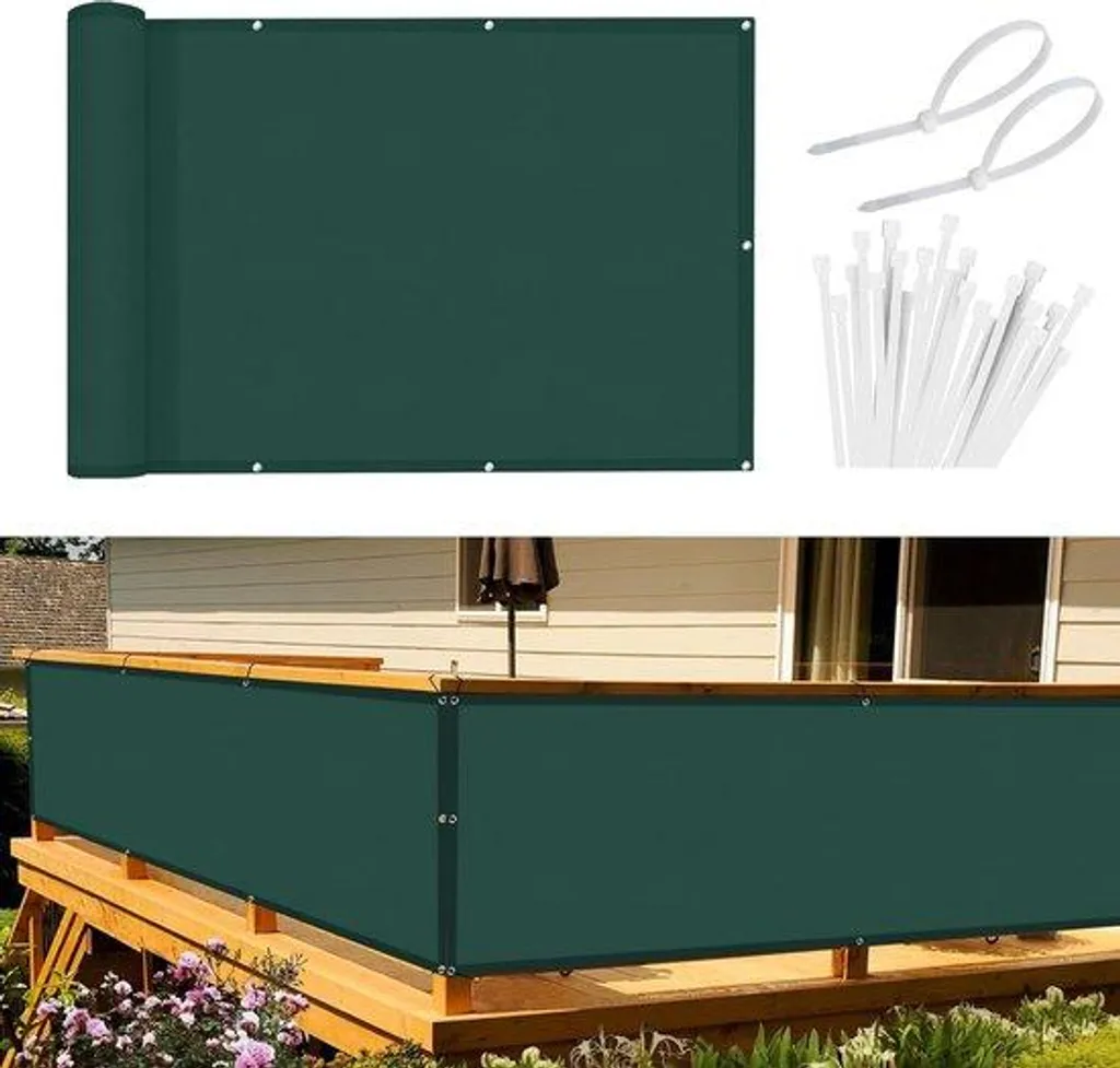 Protection vent pour balcon 90 x 300 cm - Brise-vue vert vie privée